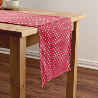 Classic Polka Dot White - Cherry Red Short Table Runner