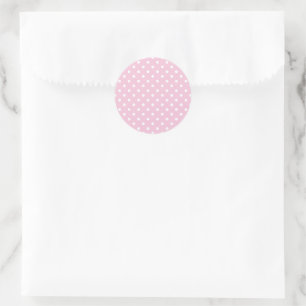Classic Polka Dot White - Light Pink Round Sticker