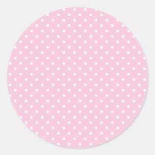 Classic Polka Dot White - Light Pink Round Sticker