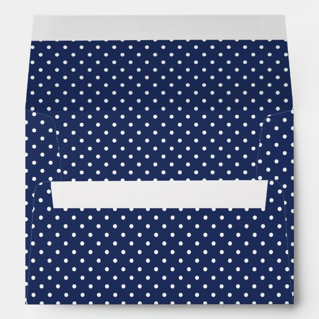 Classic Polka Dot White - Navy Blue Envelope (Back (Bottom))