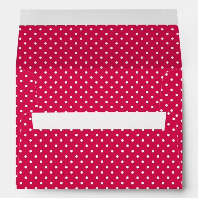 Classic Polka Dot White - Raspberry Red Envelope (Back (Bottom))