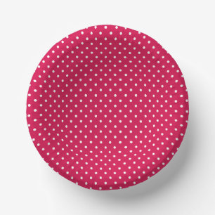 Classic Polka Dot White - Raspberry Red Paper Plate