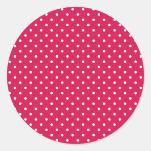 Classic Polka Dot White - Raspberry Red Round Sticker
