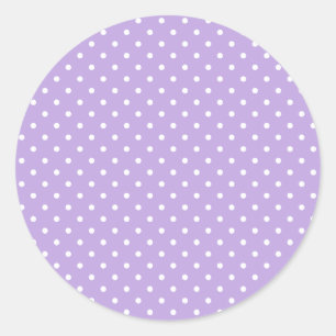 Classic Polka Dot White - Soft Lavender Round Sticker