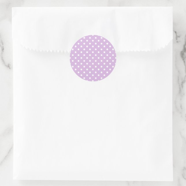Classic Polka Dot White - Soft Lilac Classic Round Sticker (Bag)