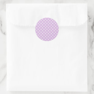 Classic Polka Dot White - Soft Lilac Round Sticker