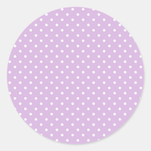 Classic Polka Dot White - Soft Lilac Round Sticker