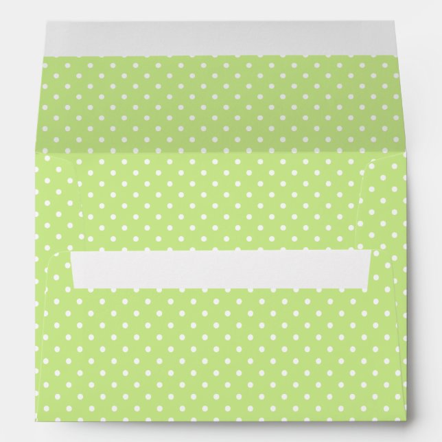 Classic Polka Dot White - Spring Green Envelope (Back (Bottom))