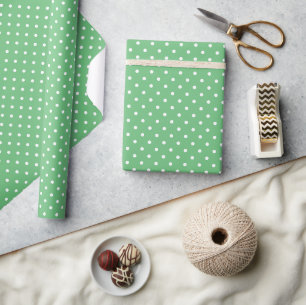 Classic Polka Dot White - Summer Green Wrapping Paper