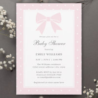Classic Polka Dots Baby Pink Bow Girl Baby Shower