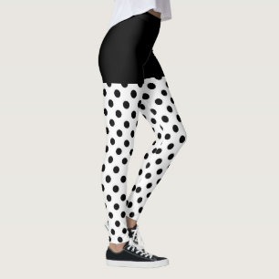 Classic Polka Dots Black and White on Leggings