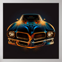 Classic Pontiac Firebird in silhouette w/ dark bg