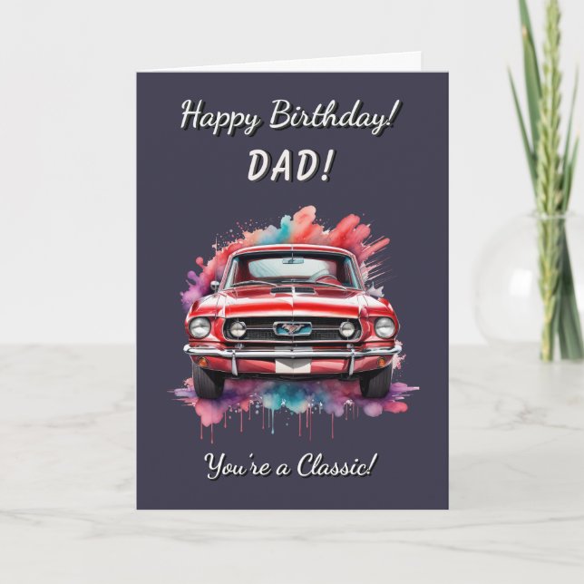 Classic Pony Car Red Muscle Car Birthday Card (Front)
