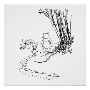 Classic Pooh Bear & Piglet Walking Poster