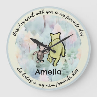Classic Pooh Quote Pooh and Piglet Watercolor Larg Large Clock