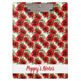 Classic Poppy Pattern Name Clipboard