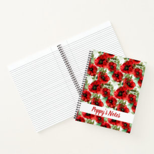 Classic Poppy Pattern Name Notebook