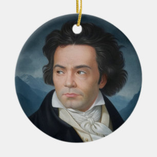 Classic Portrait of Beethoven Ceramic Tree Decoration