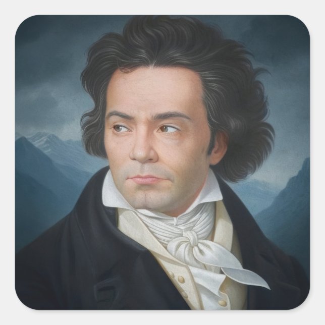 Classic Portrait of Beethoven Square Sticker (Front)
