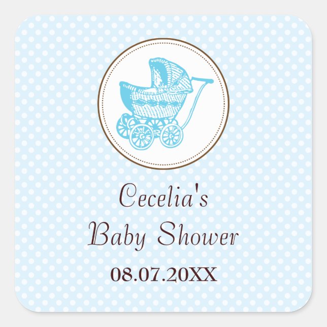 Classic Pram Baby Shower Sticker (Front)