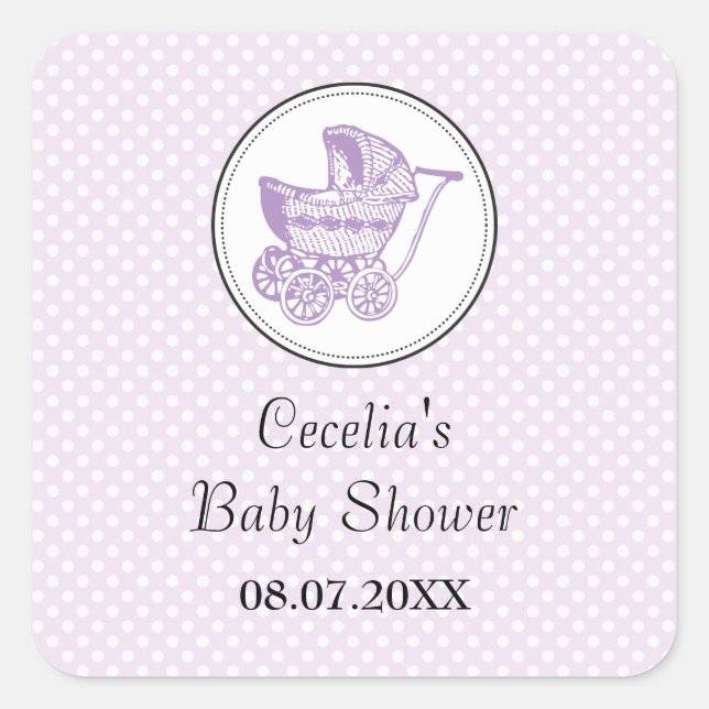 Classic Pram Baby Shower Sticker (Front)