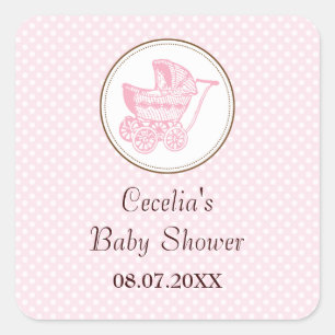 Classic Pram Baby Shower Sticker