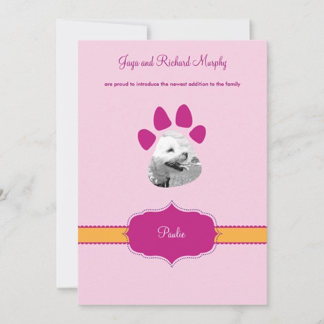 "Classic Prep" New Puppy / Cat Announcement Girl (Front)