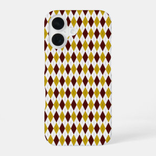 Classic Preppy Argyle in Garnet and Gold iPhone 16 Case