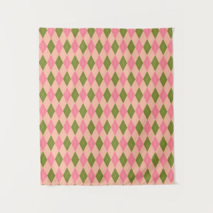 Classic Preppy Argyle in Pretty Pink and Green Tapestry