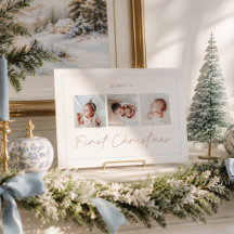 Classic Preppy Baby Blue Border First Christmas 