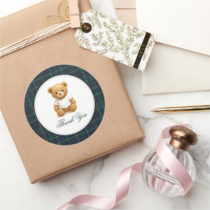 Classic Preppy Bear Baby Shower Thank You Classic Round Sticker
