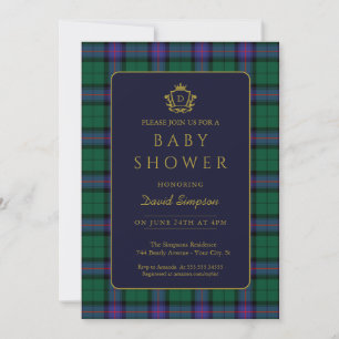 Classic Preppy Charm Plaid Equestrian Baby Shower Invitation