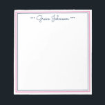 Classic Preppy Personalised Notepad | Navy & Pink<br><div class="desc">Classy notepad that is great for jotting down daily reminders. Check out all the complimentary colour combinations and don't forget to personalise.</div>