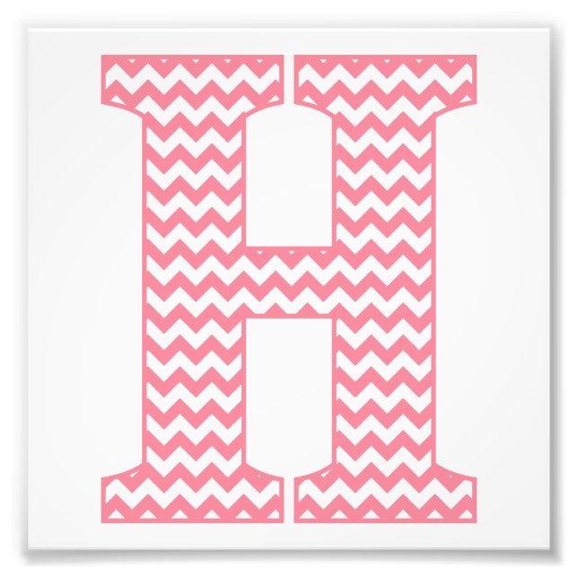 Classic Preppy Pink Chevron Letter H Monogram Photo Print (Front)