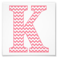 Classic Preppy Pink Chevron Letter K Monogram