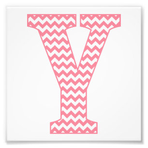 Classic Preppy Pink Chevron Letter Y Monogram Photo Print