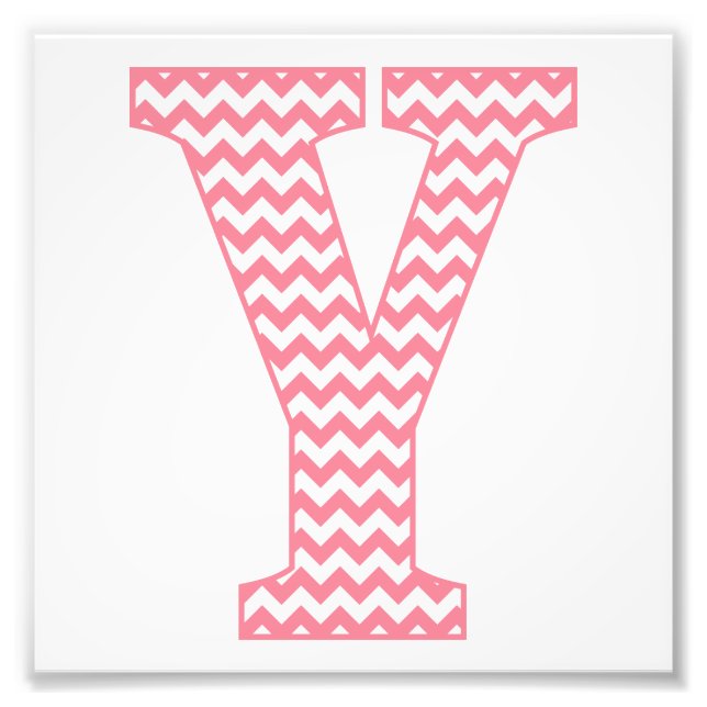 Classic Preppy Pink Chevron Letter Y Monogram Photo Print (Front)