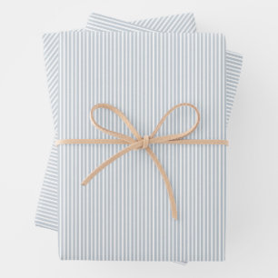 Classic preppy seersucker effect blue stripe wrapping paper sheet