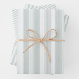 Classic preppy seersucker effect green stripe wrapping paper sheet
