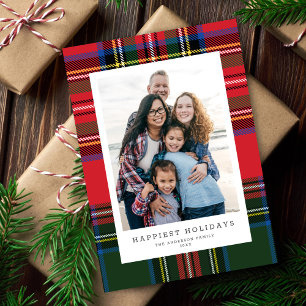 Classic Preppy Tartan Plaid Patchwork 1 Photo  Holiday Card