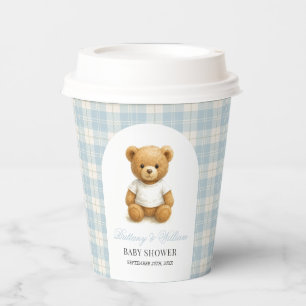 Classic Preppy Teddy Bear Baby Shower Paper Cups