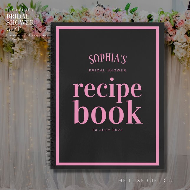 Classic Pretty Black Bridal Shower Recipe Book (Creator Uploaded)