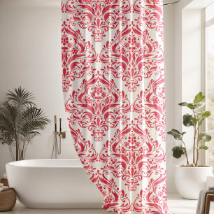 Classic Pretty Pink Damask Pattern Shower Curtain
