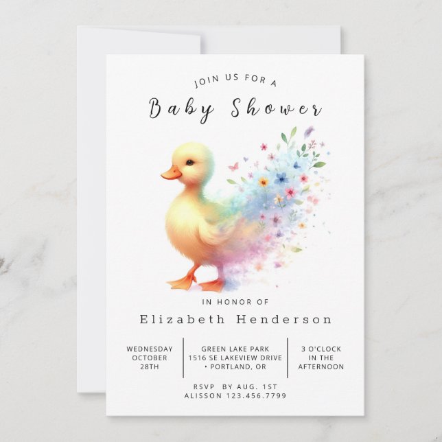 Classic Printable Duck Baby Shower Invitation (Front)