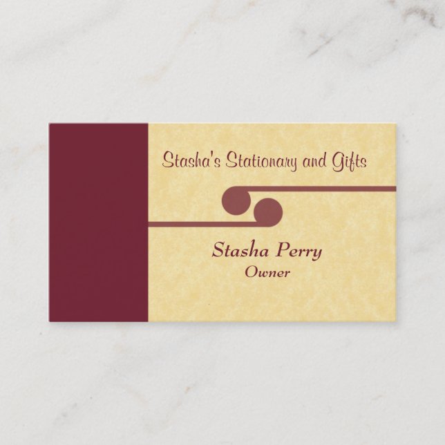 Classic Professional Business Card, Maroon Card (Front)