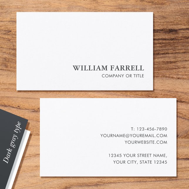 Classic Professional Dark Grey White Business Card (Creator Uploaded)