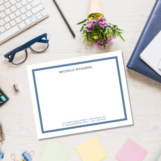 Classic Professional Dusty Blue Border Stationery Card