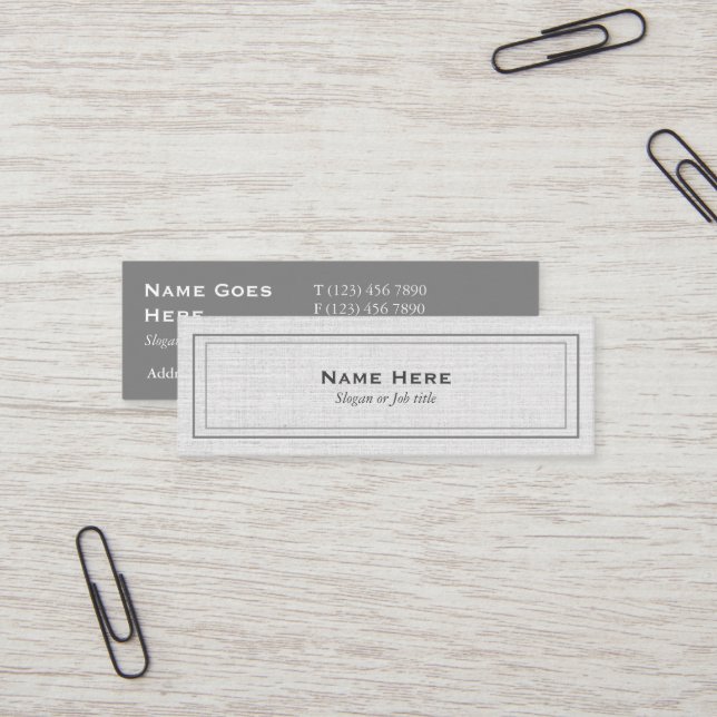 Classic Professional Grey Mini Business Cards (Front/Back In Situ)