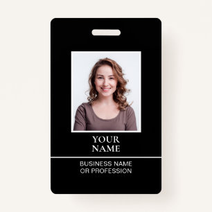 Classic Professional ID Black White Security  ID Badge