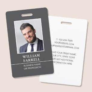 Classic Professional ID Dark Grey White Security Badge